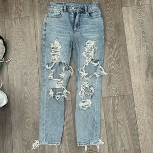 American eagle distressed mom jean